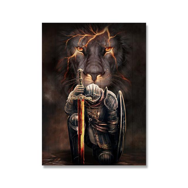 

Настенные картины с изображением воина-животного для домашнего дизайна, абстрактная мода, холст, настенное искусство, современный домашний декор, мужской подарок, без рамки 30*40cm
