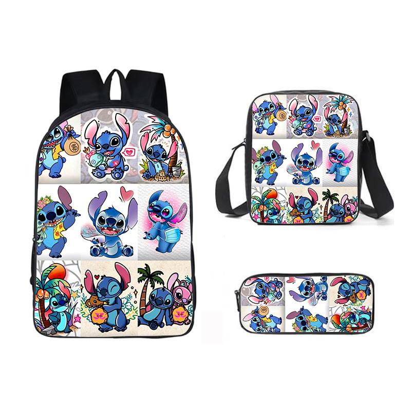 Stitch Cartoon Backpack For Kids Oxford Fabric Waterproof School Bag With Breathable Straps