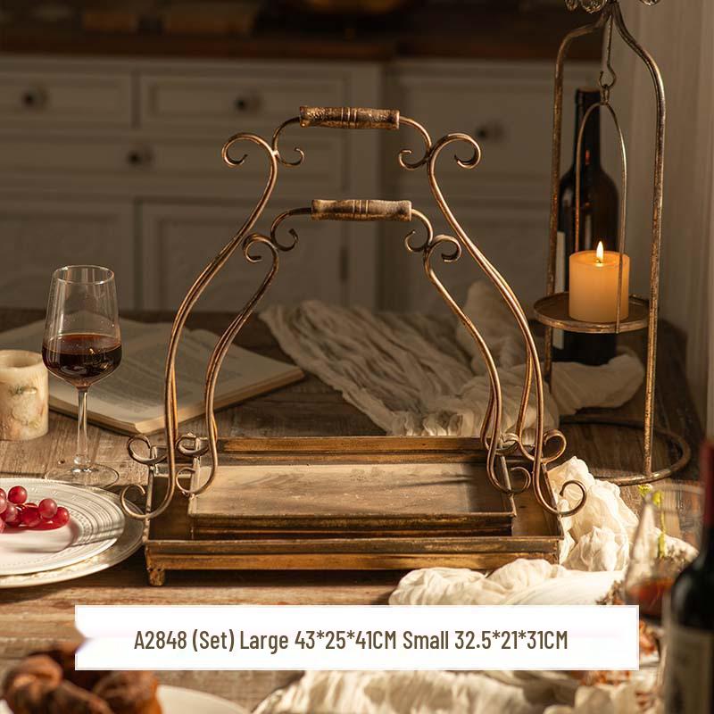 Retro Christmas Iron Art Tray Ornament for Desktop Styling and Decor