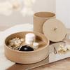 Modern Luxury Storage Boxes Dressing Table Jewelry Storage Box Desktop Simple Round Organize Case Weave Decoration Organize Bins