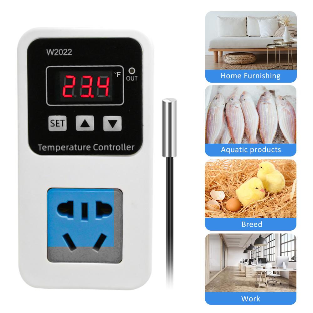 W2022 Thermostat 1500W Smart Digital LED Display Microcomputer Temperature Controller AC110/220V US/EU Plug