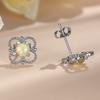 Hot sale Korean version of small fresh four-leaf clover white opal hollow flower stud earrings women's earrings retro ear jewelry