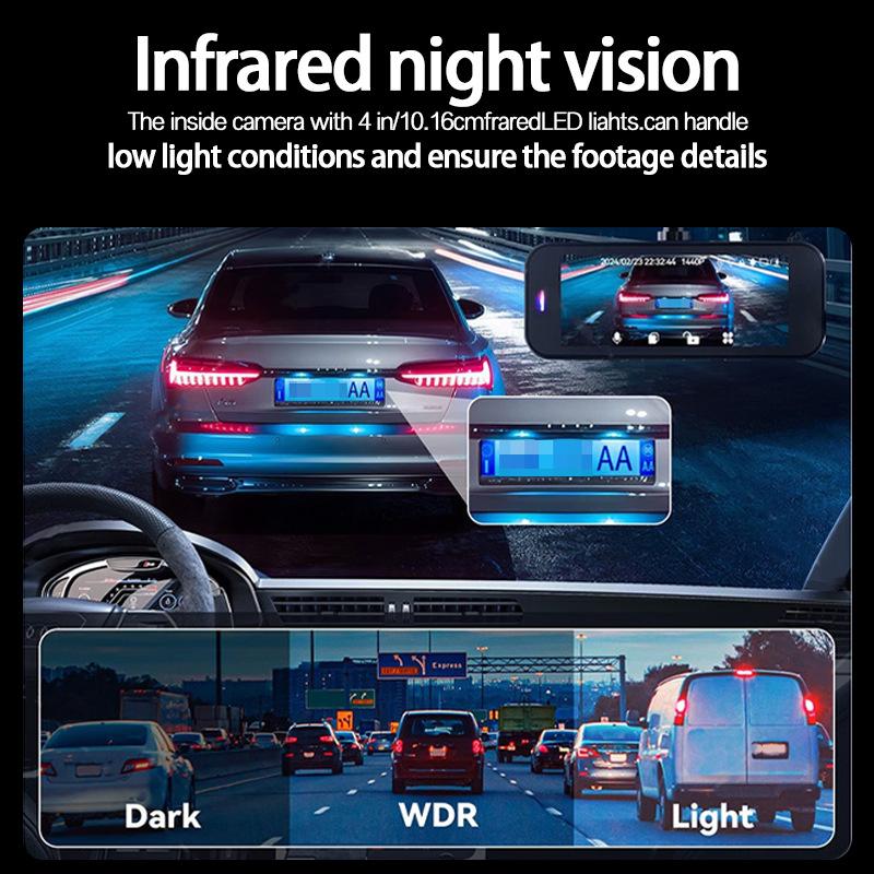 1080P 3-Lens Vehicle Dash Cam 2 Inch IPS Screen WiFi Car DVR Recorder Video Dashcam Camcorder Three Way Camera Three Channel DVR