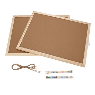 2Pcs Cork Boards 30x40cm with Wooden Frame Office Walls Decorative Hanging Pin Notice Memo Bulletin