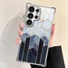 Geometric Marble Pattern Plating Phone Case For Samsung Galaxy S24 S25 FE S26 Edge S23 Ultra S22 S21 Plus S20 Anti-Fall Airabag