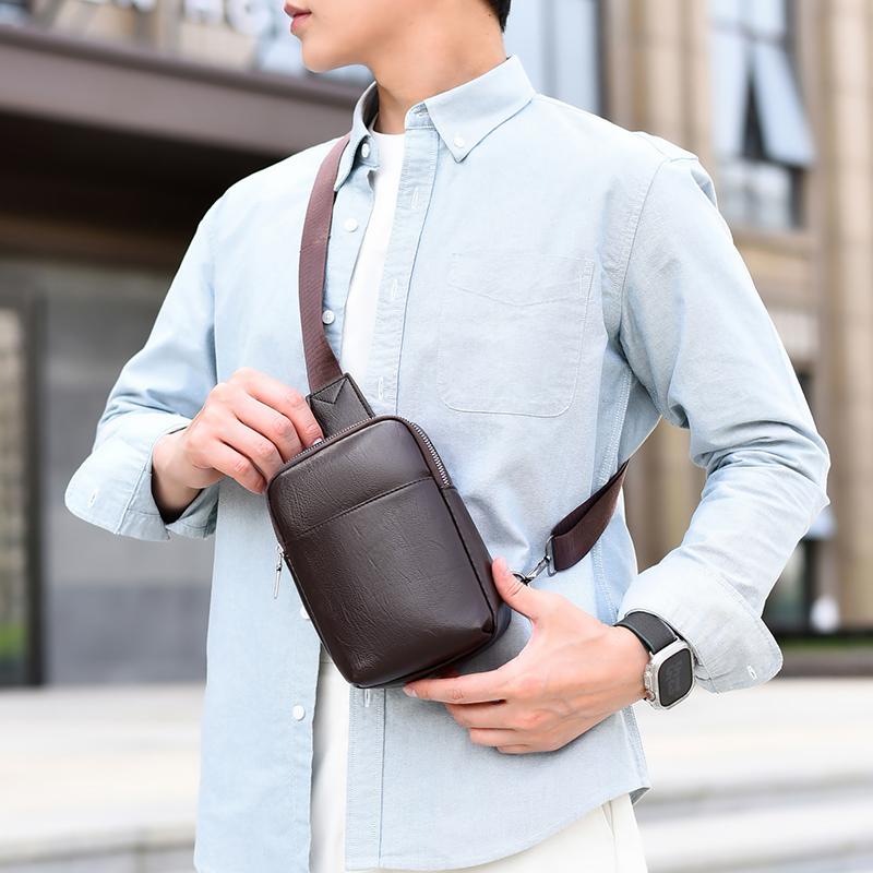 Unisex PU Leather Sling Bag – Compact Crossbody Chest Pack for Travel, Commute & Light Outdoor Use