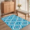 Blau-Weißer Geometrischer Teppich mit Wiederkehrenden Rauten- und Dreiecksmustern für Moderne Wohnzimmer-, Schlafzimmer- und Kinderzimmerdekoration