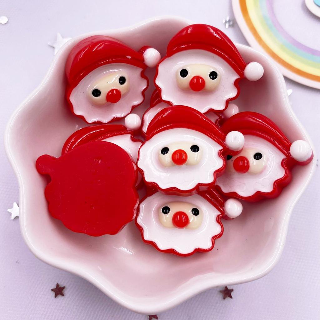 Resin Kawaii Colorful Santa Christmas Tree Snowman Gingerbread Man Flat Back Cartoon Figurines 10PCS Scrapbooks DIY Decor Crafts