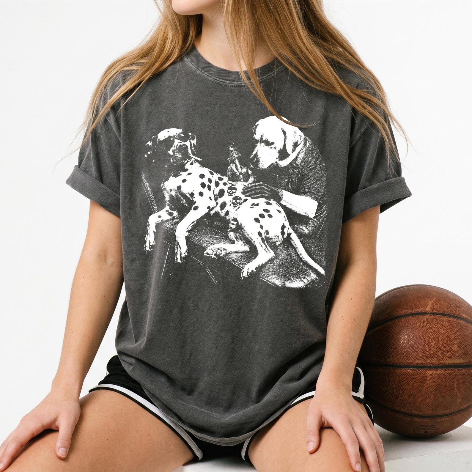 Dalmatian Tattoo Artist Shirt, Vintage Old School Dog Meme Tee, Comfort Colors Cotton T-Shirt 2XL