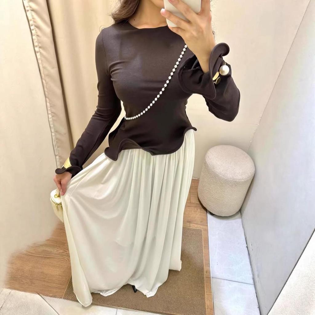 European & American Women's Slim Fit Long Sleeve Patchwork French Dress, 2026 Collection