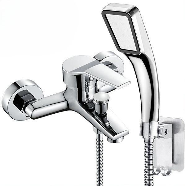 Chrome Bathroom Faucets Bathtub Facuet Wall Mounting Cold and Hot Shower Faucet Dual Spout Single Handle Mixer Tap
