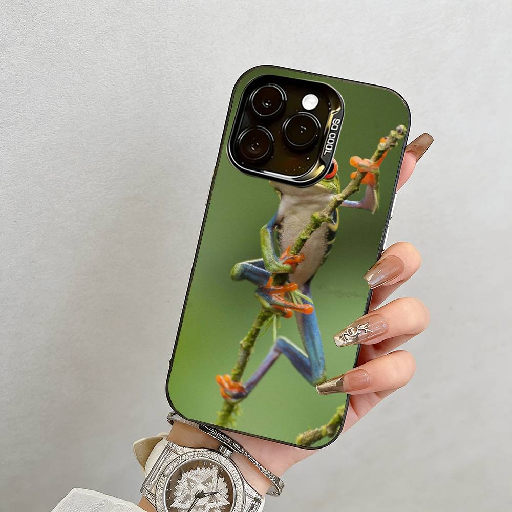

Чехол для телефона с древесной лягушкой для iPhone 17,16,15,14,13,12,11 Plus,Pro Max,XS,Красочный серебристый чехол для телефона Funda Cover iPhone15