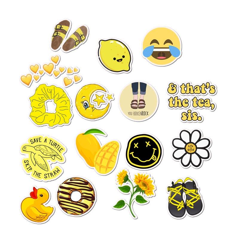 50 Pcs Cartoon Yellow Small Fresh Stickers Featuring Adorable Designs For Luggage Decoration