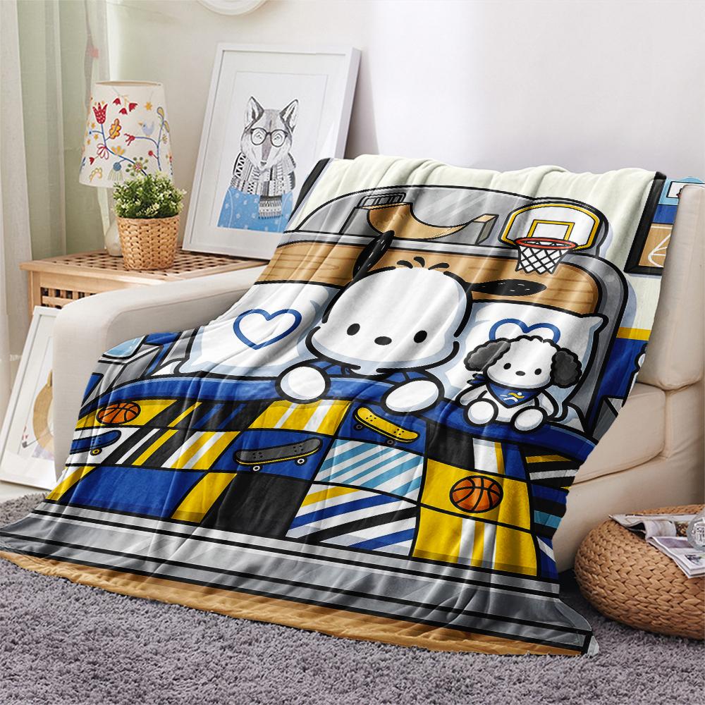 1PC Pochacco Print Flannel Blanket, High quality All Seasons, Home Decor, Warmth and Comfort, Perfect for Christmas Gifts