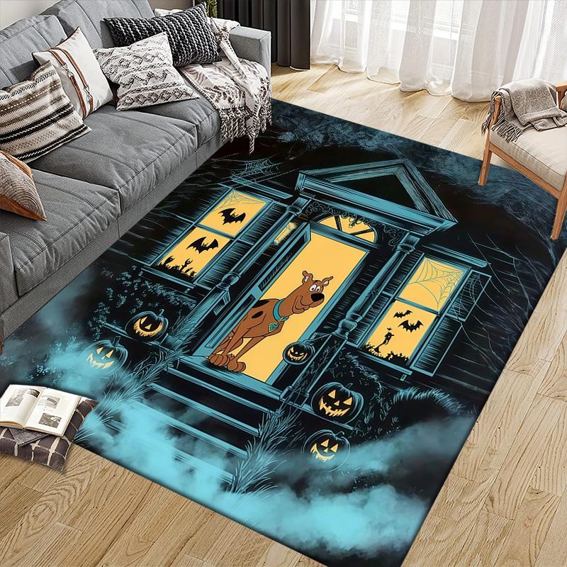 Scooby‑Doo2 Flannel Pattern Square Carpet,Area Rug,Carpet Rug for Living Room Bedroom Sofa Playroom Decor,Non-slip Floor Mat