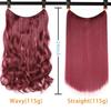 24" Invisible Wire No Clips In Hair Extensions Secret Fish Line Hairpieces Synthetic Wavy Straight Hair Extensions