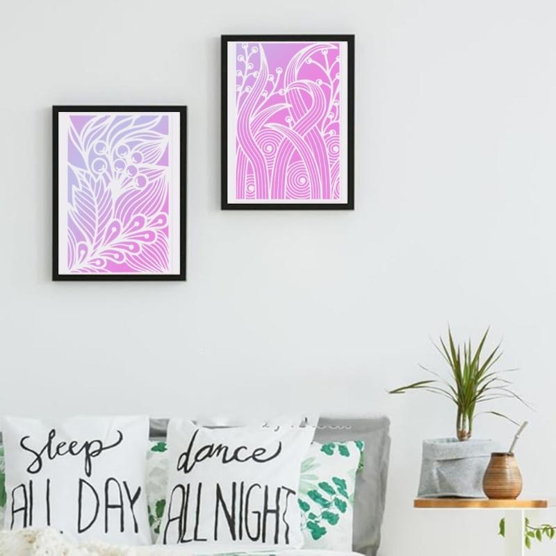 6/12Pcs Geometric Floral Templates 12x8in PET Drawing Stencils for Art Painting Card Making Kid Room Wall Decoration