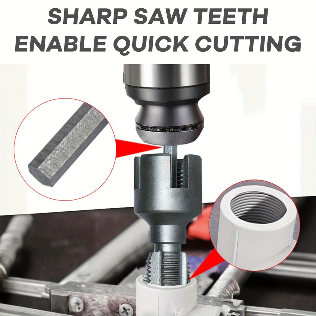 High-Speed Steel Electric Drill-Compatible PVC Pipe Thread Cutting Tool Kit, Integrated Internal & External 1/2" & 3/4" Thread Cutting Tool