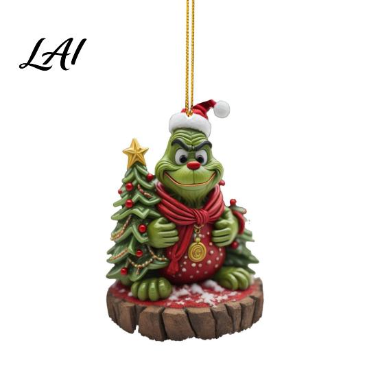 Green Hair Elf Ornament Christmas Decoration Acrylic Reusable Holiday Decor Xmas with F