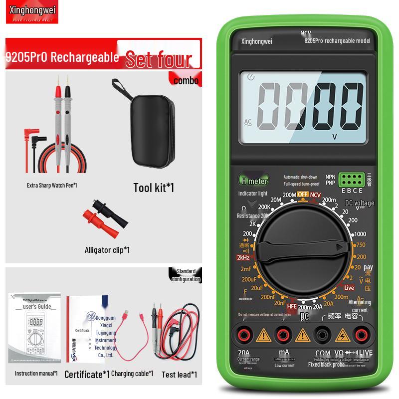 High-Precision DT9205 Digital Multimeter with Anti-Burn Protection for Electricians