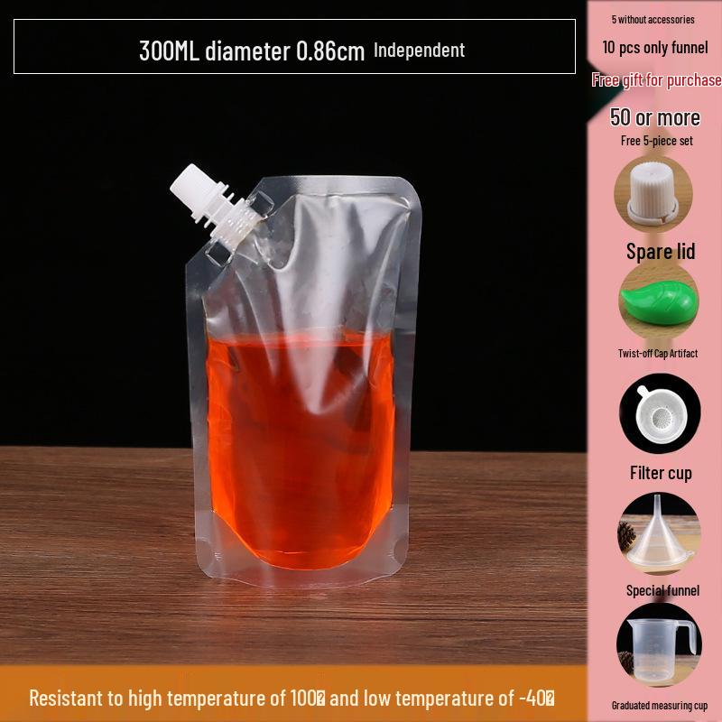 Disposable Transparent Spout Bag for Soy Milk, Chinese Medicine, Soup, or Beverages - Self-Standing and Convenient for Takeaway