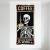 Vintage Coffee Metal Sign with Skeleton Holding Coffee - 'BECAUSE MURDER IS WRONG' - Gothic Macabre Wall Decor for Café, Bar, Ho