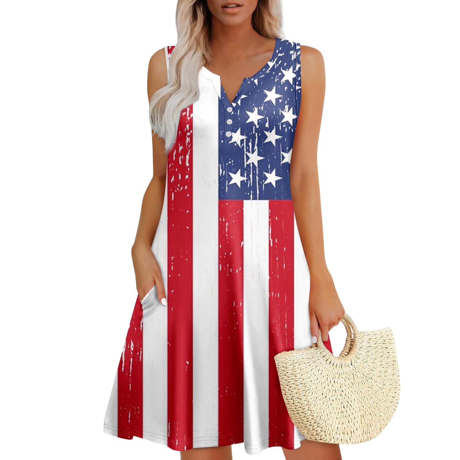 

Женские летние платья Свободные сарафаны без рукавов с V-образным вырезом Платье с карманами S