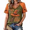 Women's Halloween Printed Raglan Sleeve Tee for Casual Festive Wear