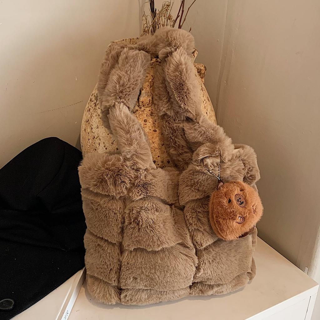 Large Capacity Plush Bag Women'S Plush Tote Bag Commuter Shoulder Bag
