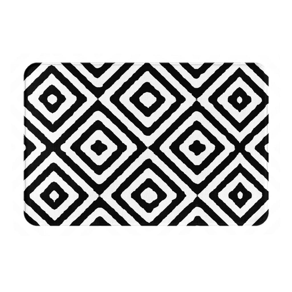 TAPPETO GEOMETRICO BIANCO E NERO CON DIAMANTI BY OZCUSHIONSTOO Antiscivolo Zerbino Tappetino Ingresso Casa Soggiorno Tappetino per Piedi Tappetini