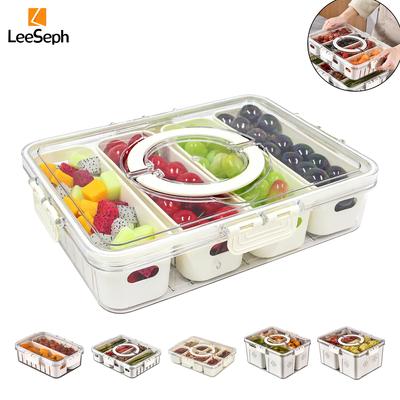 Leeseph Unterteiltes Serviertablett mit Deckel, tragbare Snackbehälter, Snackle-Box, Lebensmittel-Organizer für Reisen, Partys, Picknicks, Strand