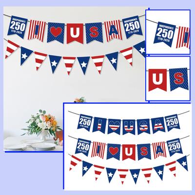 American Independence Day Party Decoration Banner 250th Anniversary Day Flag Raising Flag