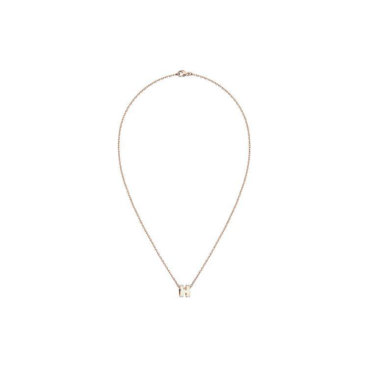 Hermes Mini naszyjnik z wisiorkiem H Logo Pop dla kobiet, różowe złoto, biały H147992FO49