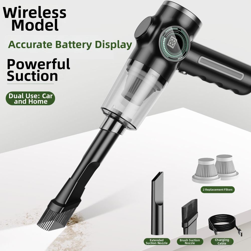 

Portable Cordless Handheld Vacuum Cleaner for Home Car Desk Use Wet Dry Dual Function High Power Motor Suction Single filter чёрный
