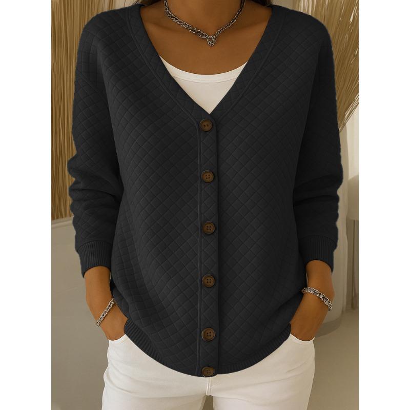 Autumn Winter New Women's Casual Loose Fashion Plaid Long Sleeve Knit Cardigan Hoodie Jacket