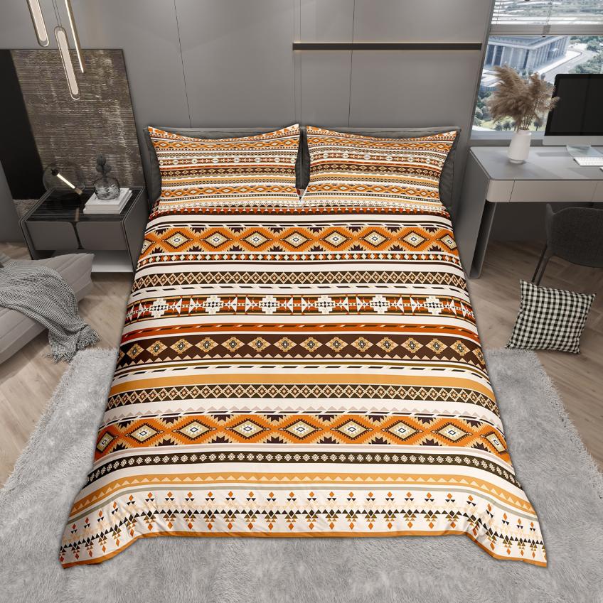 Homewish Vintage Aztec Bettwäsche-Set 2-teilig/3-teilig Bohemian Geometrie Bettwäsche Südwestliches Stammesmuster Bettbezug-Set