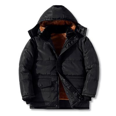 New Winter Style for Men's Durable Plus Velvet Warm Loose and Fashionable Detachable Hat Wool Collar Cotton Jacket