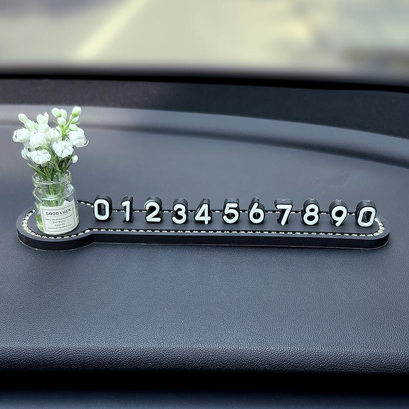 Car Temporary Parking Card Phone Number Card Plate Telephone Number Stop Luminous Parking Aid Garage Car Interior