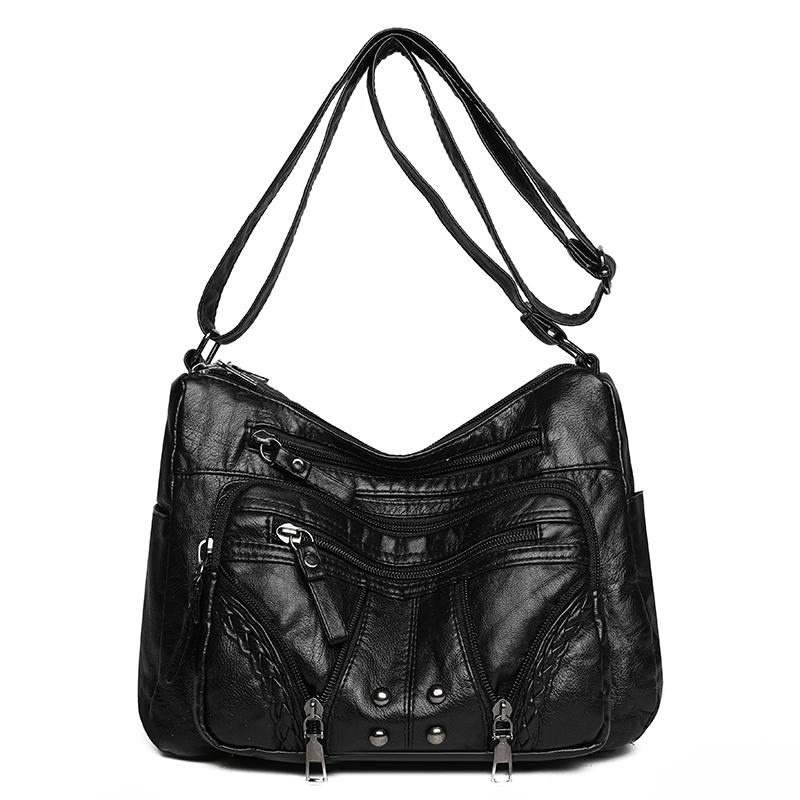 Women's Bag Soft Leather Multi-layer Shoulder Crossbody Bag Mother Bag