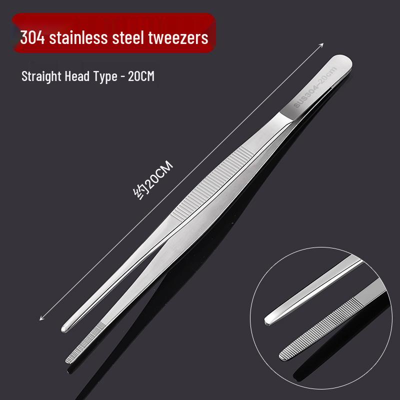 Thickened Stainless Steel Non-slip Beauty Tweezers Set – Straight & Bent Tips for Makeup, Nail Art, & Beading.