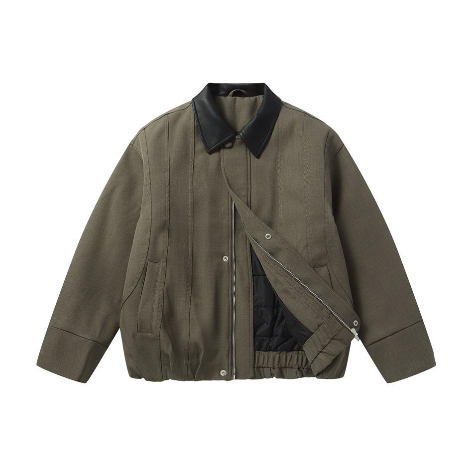 Men s Winter Lapel Workwear Jacket - Deconstructed Patchwork Cotton, Loose Fit Large