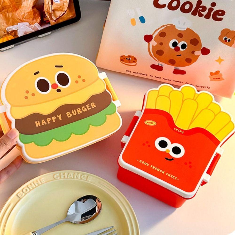Microwaveable Student Lunch Boxes with Tableware Food Storage Container Hamburger Lunch Box  Worker
