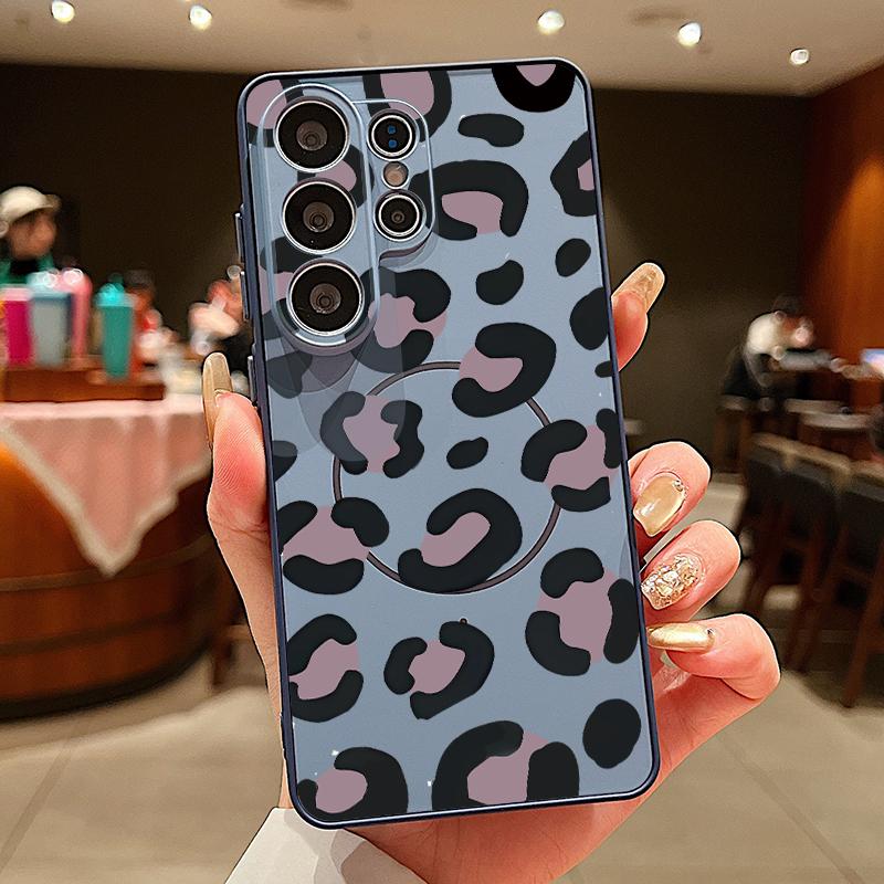 Leopard Print Phone Case For Samsung Galaxy S26 Ultra S25 Edge S24 Plus S23 FE S22 A17 A54 A55 A56 A57 5G Magnetic For Magsafe Matte Cover