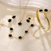Temu Hot Selling Lucky Flower Jewelry Set: Acrylic Bracelet, Five-Leaf Clover Necklace, Ring, Earrings for Women