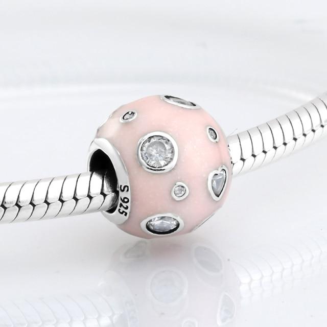 Voguish Stylish Sterling Color Dramatic White Enamel Heart Golden Beads Fit Original Charm Wrist Bracelet Jewelry MakingFashion Charm