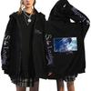 Solo Leveling Monster Interface UI Zip Hoodie, Solo Leveling Anime Fantasy Print Unisex Oversized Zip Coat