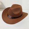 Women's wide-brim sun-protection versatile trendy iron ring belt top hat, autumn/winter new jazz hat for men