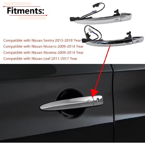 RLB-HILON Exterior Door Handle Compatible With Nissan Sentra 2013-2018 | For Nissan Murano Maxima 2009-2014 | For Nissan Leaf 2011-2017 Year