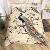 Peacock Duvet Cover Queen Watercolor Feather Bedding Set Bird Animal Floral Print Art Painting Comforter Cover and 2 Pillowcase