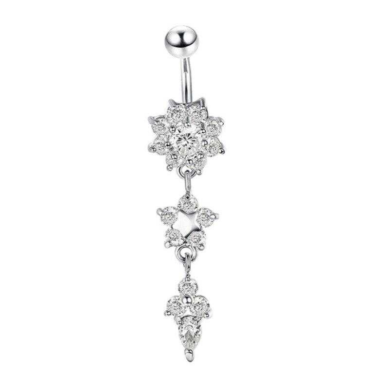 ZAKOL Flower 1 Pc Metal Crystal Zircon Belly Button Rings Piercing Women Navel Fashion Body Jewelries Gifts